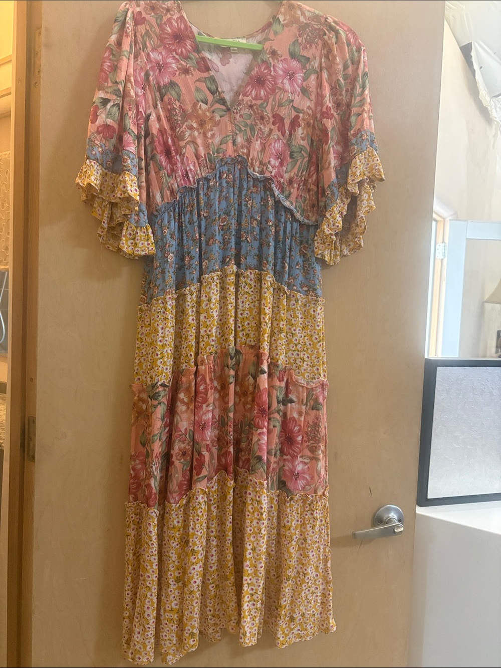 Umgee Multicolor Floral Patchwork Tiered Maxi Dress